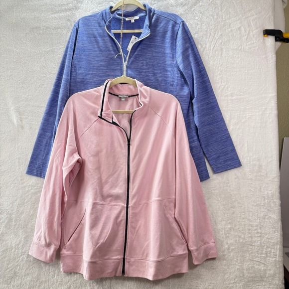 T by Talbots Jackets & Blazers - T by Talbots Lot of 2 Full Zip Jackets Womens 1X Plus Pink Blue Athletic NWT
